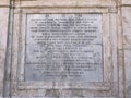 Plate with a Latin historical inscription at the Spanish steps - Scalinata di TrinitÃÂ  dei Monti, Rome, Italy